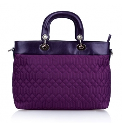Dissa Rhombus Leather Handbag-Purple