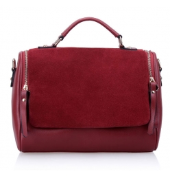 Dissa Suede Leather Flap Tote Bag-Wi