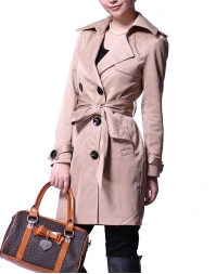 Dissa Lapel Double-breasted Parka-Kh