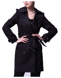 Dissa Lapel Double-breasted Parka-Bl