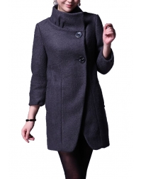 Dissa Classic Long Pea Coat-Grey