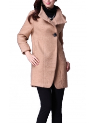 Dissa Classic Long Pea Coat-Camel