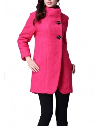 Dissa Classic Long Pea Coat-Red
