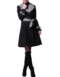 Dissa Contrasting Plaid Belted Coat-