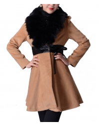 Dissa Foxfeather Collar Flet Coat-Ap