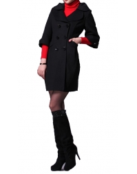 Dissa Double-breasted Pea Coat-Black