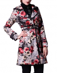 Dissa Rose Print Lapel Overcoat -As 