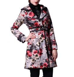Dissa Rose Print Lapel Overcoat -As 