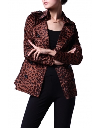 Dissa Tie Front Leopard Print Coat -