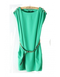 Button on shoulder Sleeveless Dress