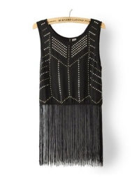 Fashion Rivet Tassel Hem Vest