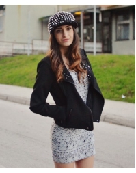 Vivilli Metal Rivet décor Lapel Col