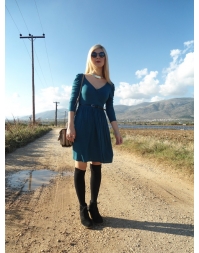 Dissa V-neck Midi Dress -Indigo-Blue