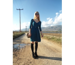 Dissa V-neck Midi Dress -Indigo-Blue