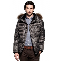 Dissa Snap Closure Faux Fur Trim Hoo