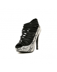 Snake Peep Toe Heeled Shoes In Multi