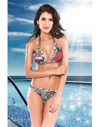 Floral Print Halter Triangle Bikini 